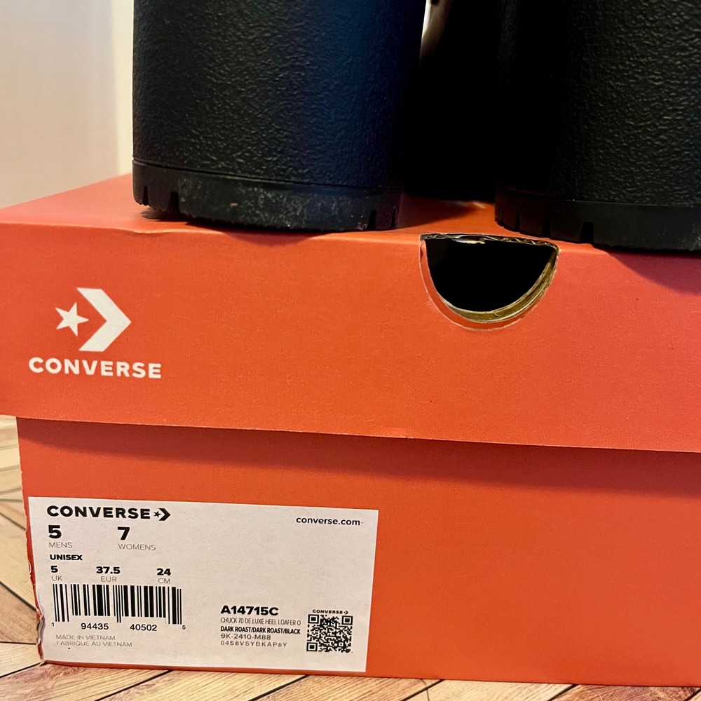 Converse Chuck 70 De Luxe Heel Loafer‎ Platform Leather Wmn 7 Dark Roast A14715C - Picture 9 of 9